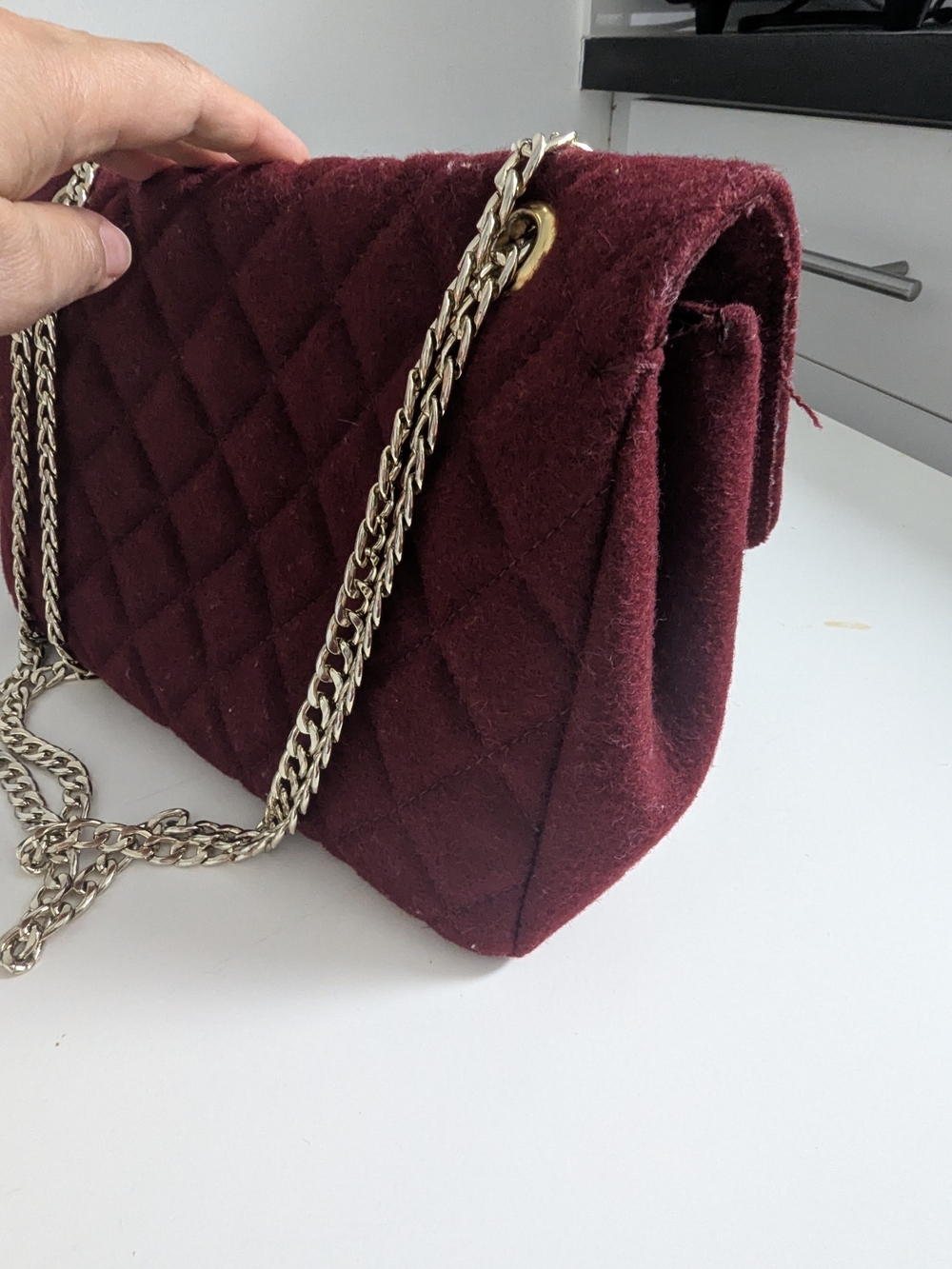 Quilted Burgundy Crossbody Bag with Gold Chain Strap - Elegant Everyday Carry